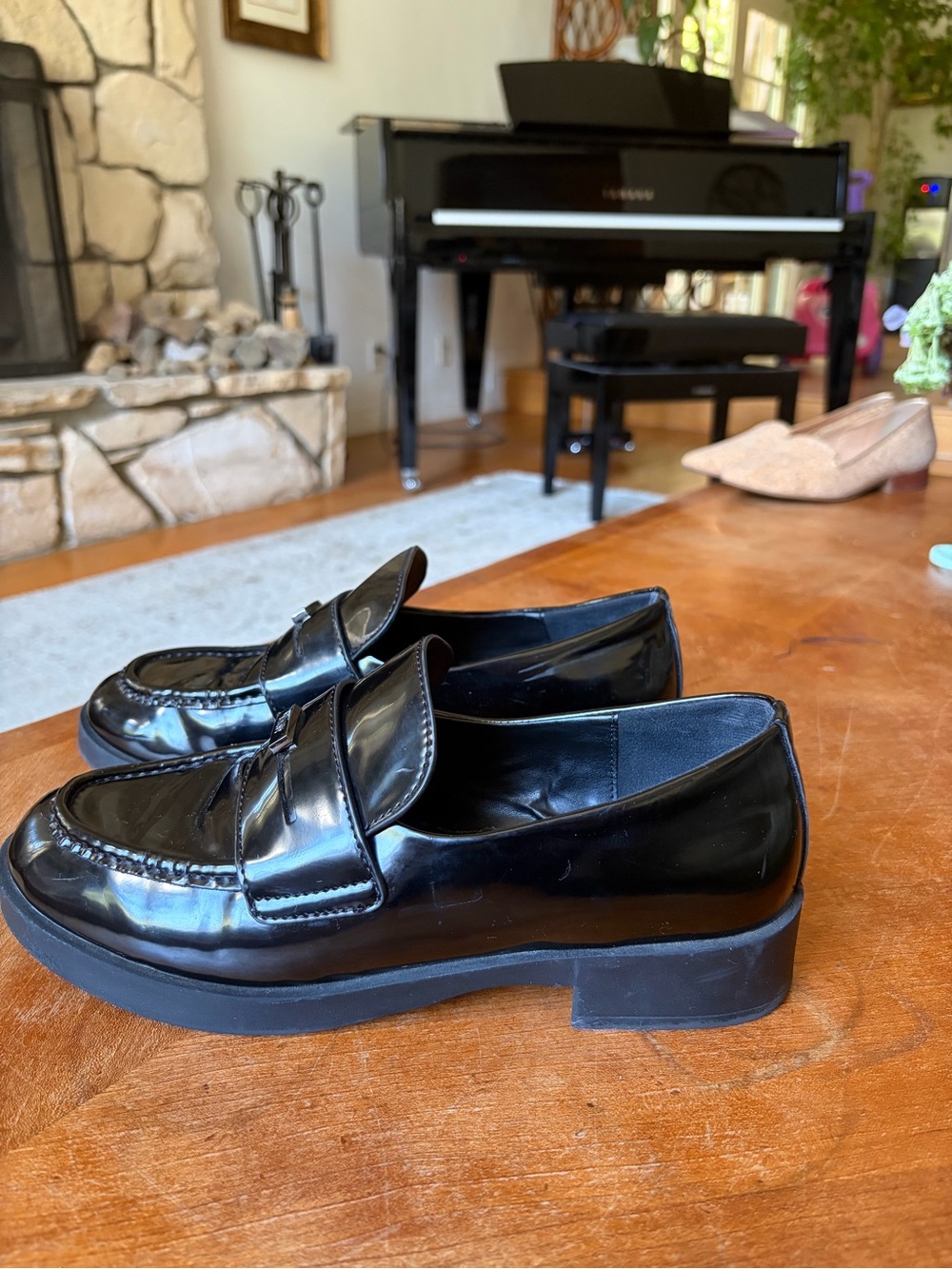 DKNY Black Patent Leather Slip-On Loafers
